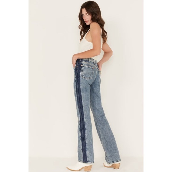 Wrangler Westward High Rise Bootcut Jeans Blue Two Tone Color Block 31x30 - Picture 7 of 16